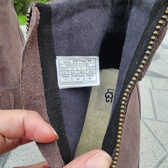 UGG Reggie Thundercloud Leather Wedge Ankle Boots 7.5 - Picture 7 of 11